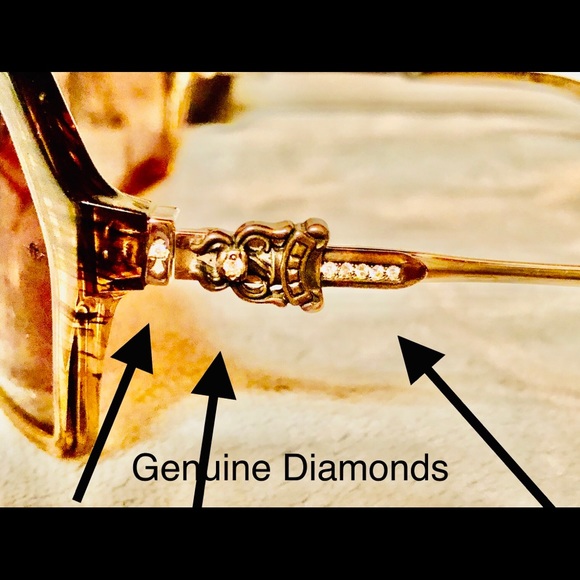 GENUINE DIAMOND accent CHROMED HEART Sunglasses With original case and wipe. - Picture 10 of 15